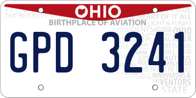 OH license plate GPD3241