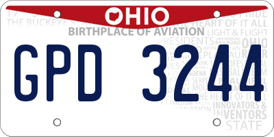 OH license plate GPD3244