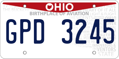OH license plate GPD3245