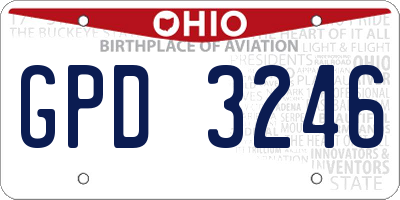 OH license plate GPD3246