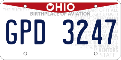 OH license plate GPD3247