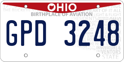 OH license plate GPD3248