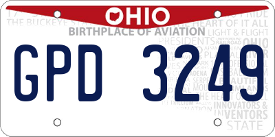 OH license plate GPD3249