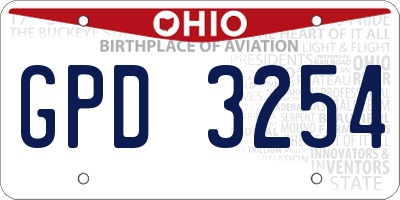 OH license plate GPD3254