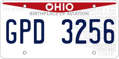 OH license plate GPD3256