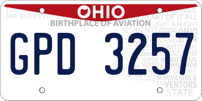 OH license plate GPD3257