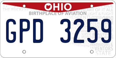 OH license plate GPD3259