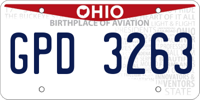 OH license plate GPD3263