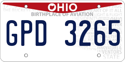 OH license plate GPD3265