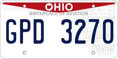 OH license plate GPD3270