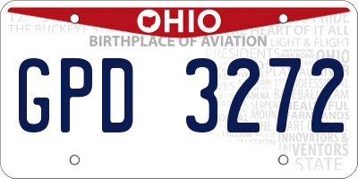 OH license plate GPD3272