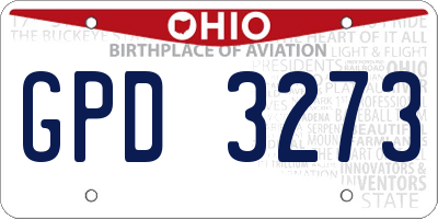 OH license plate GPD3273
