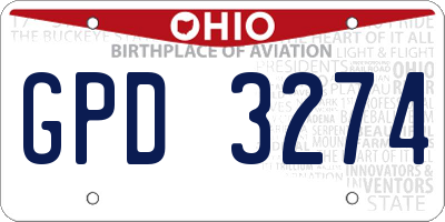 OH license plate GPD3274