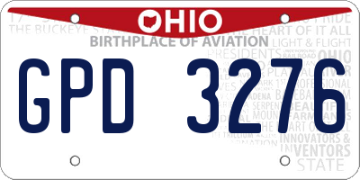 OH license plate GPD3276