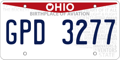 OH license plate GPD3277