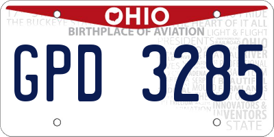 OH license plate GPD3285