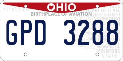 OH license plate GPD3288