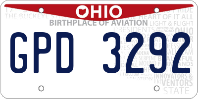 OH license plate GPD3292