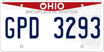 OH license plate GPD3293