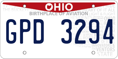 OH license plate GPD3294