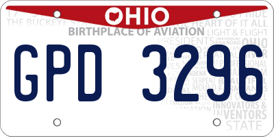 OH license plate GPD3296