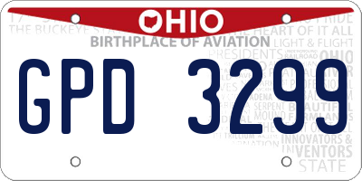 OH license plate GPD3299