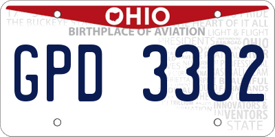 OH license plate GPD3302