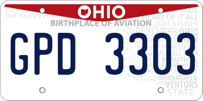 OH license plate GPD3303