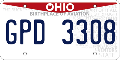 OH license plate GPD3308
