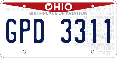 OH license plate GPD3311