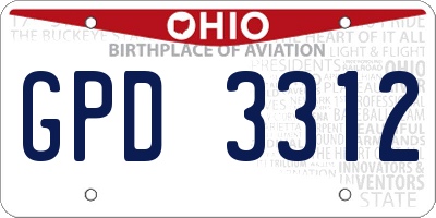 OH license plate GPD3312