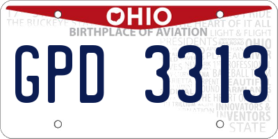OH license plate GPD3313