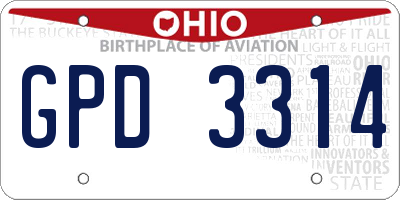 OH license plate GPD3314