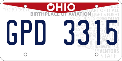 OH license plate GPD3315