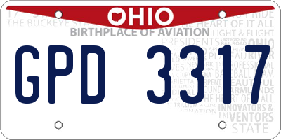 OH license plate GPD3317