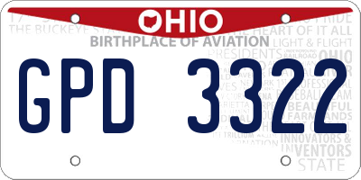 OH license plate GPD3322