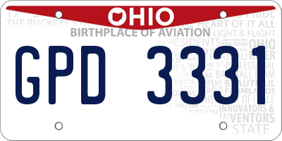 OH license plate GPD3331