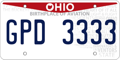 OH license plate GPD3333