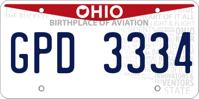 OH license plate GPD3334