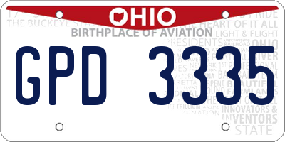 OH license plate GPD3335
