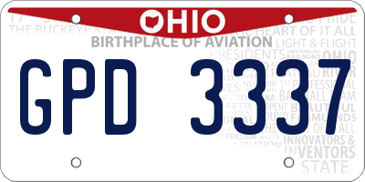 OH license plate GPD3337