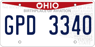 OH license plate GPD3340