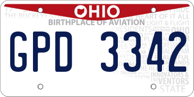 OH license plate GPD3342