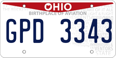 OH license plate GPD3343
