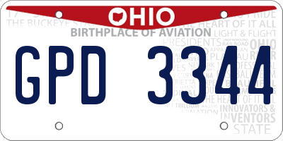 OH license plate GPD3344