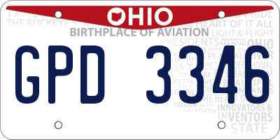 OH license plate GPD3346