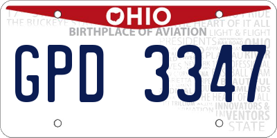 OH license plate GPD3347