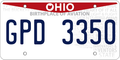 OH license plate GPD3350