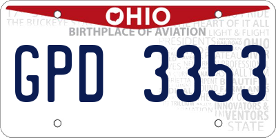 OH license plate GPD3353