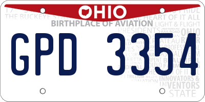 OH license plate GPD3354